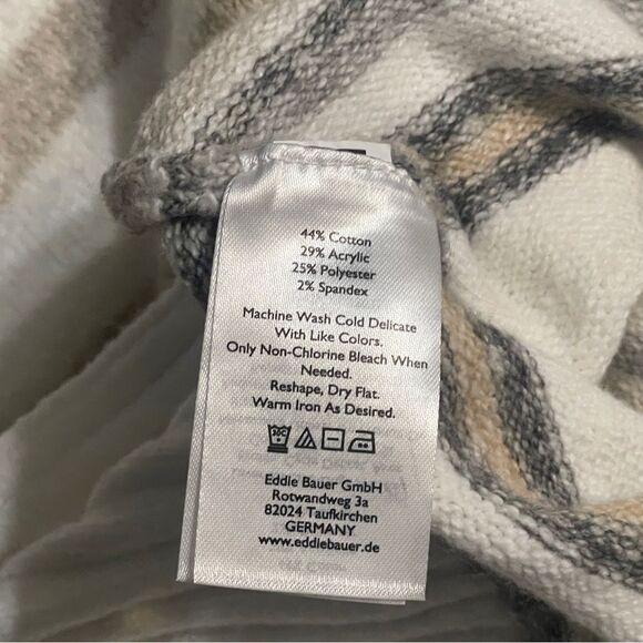 EDDIE BAUER Striped Top Sweater Mock turtleneck, Medium. Striped creamy white - Picture 8 of 9